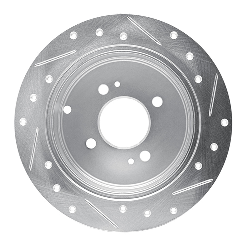 Dodge Attitude Brake Rotor (1) - Rear Left - R1 Concepts - Drilled & Slotted - Silver - `06-`12